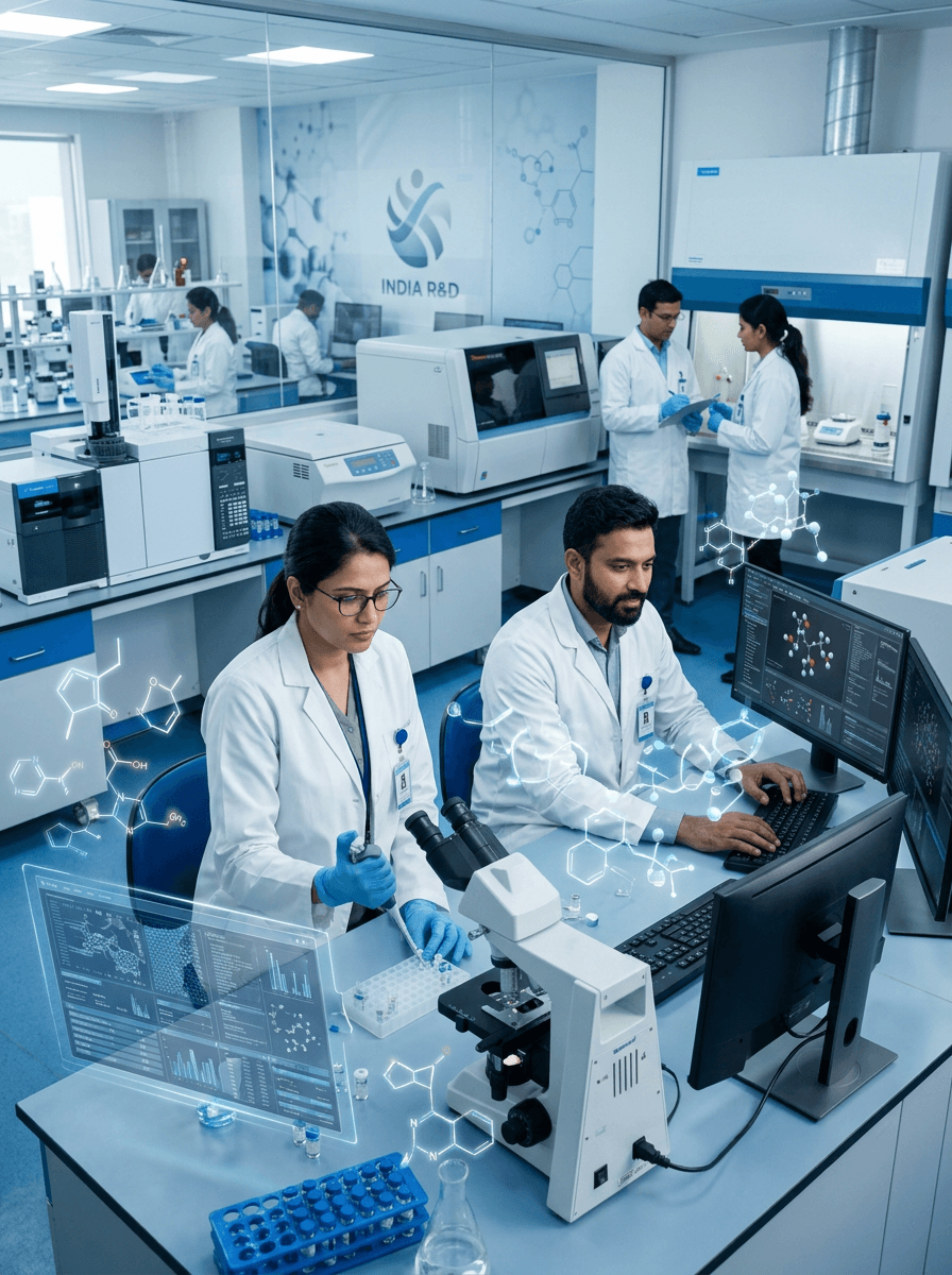Scientist looking into a high-precision microscope in laboratory